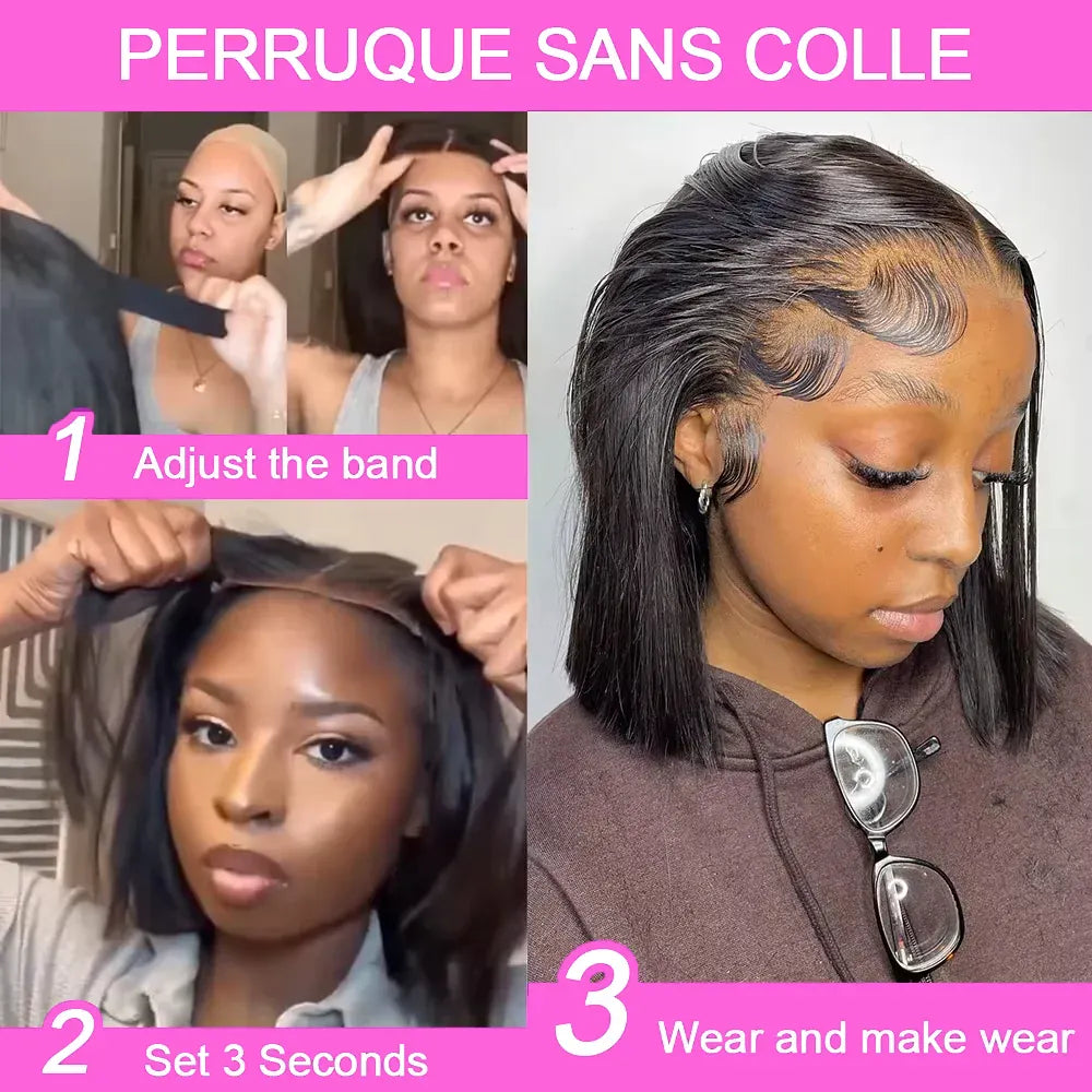 100% Human Hair Short Bob Wig Transparent Lace Frontal Wigs Human Hair 13x6 Straight Bob Wigs Pre Plucked 13x4 Lace Front Wigs 5x5 Glueless HD Lace Front Wig Ready to Go Lace Frontal For Black Women
