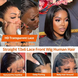 100% Human Hair Short Bob Wig Transparent Lace Frontal Wigs Human Hair 13x6 Straight Bob Wigs Pre Plucked 13x4 Lace Front Wigs 5x5 Glueless HD Lace Front Wig Ready to Go Lace Frontal For Black Women