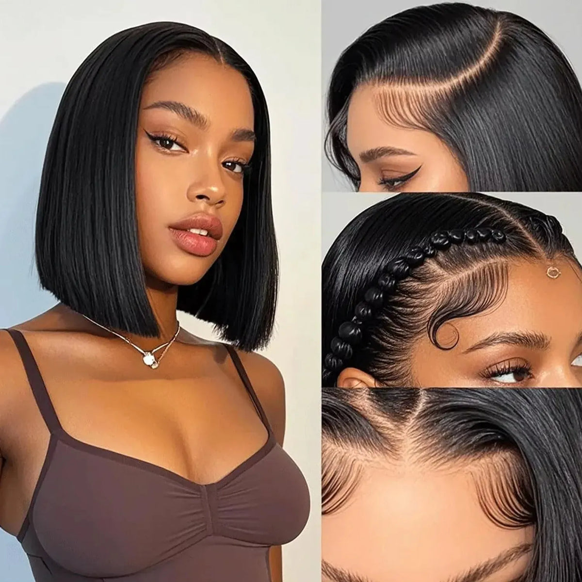 100% Human Hair Short Bob Wig Transparent Lace Frontal Wigs Human Hair 13x6 Straight Bob Wigs Pre Plucked 13x4 Lace Front Wigs 5x5 Glueless HD Lace Front Wig Ready to Go Lace Frontal For Black Women