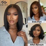 HSF Marketplace 100% human hair Yaki straight bob wig with lace, drawstring, and glueless design, featuring 7x5 and 13x4 lace closures.