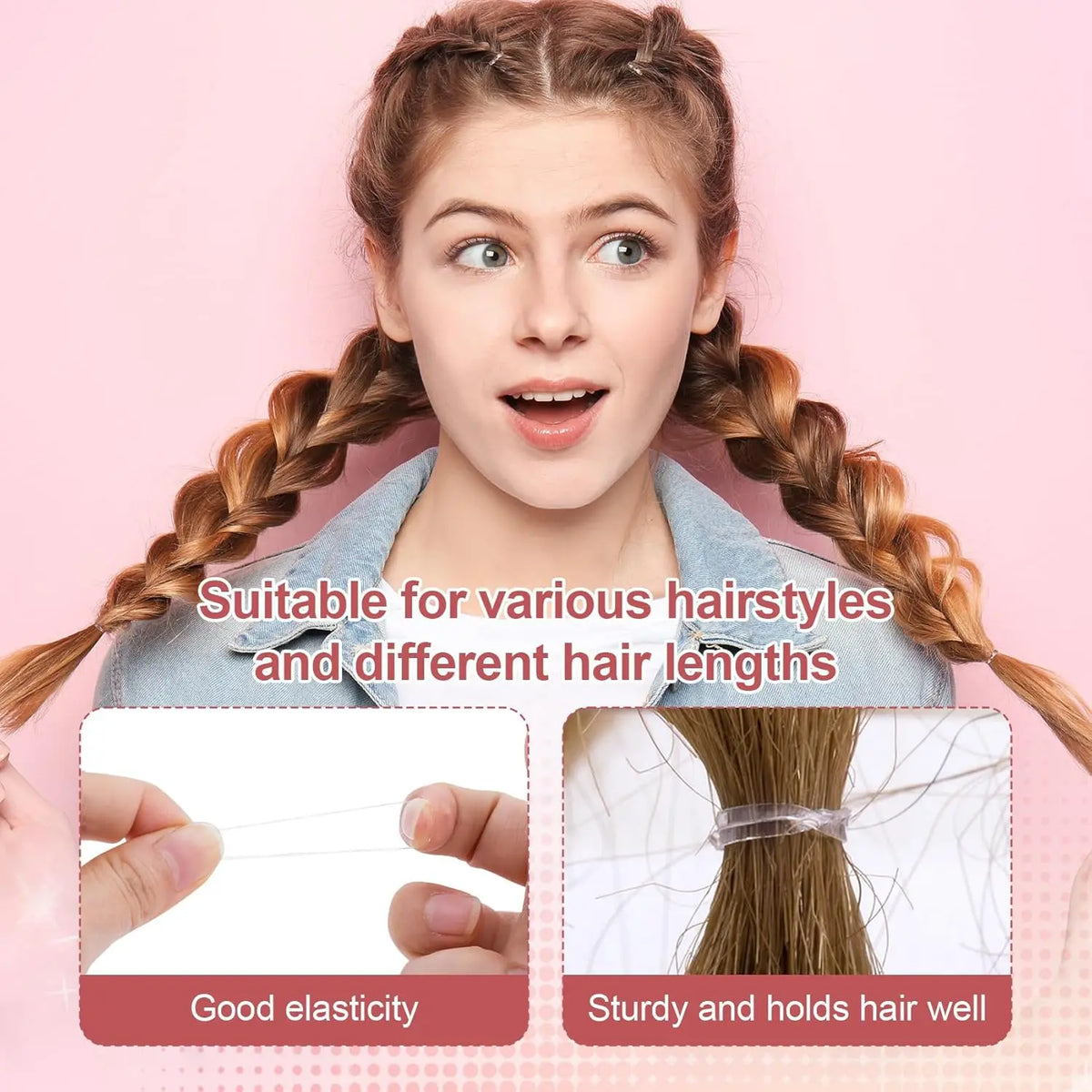 1000pcs Girls Colorful Elastic Hair Bands - Disposable Rubber Gum Ponytail Holders Fashion Hair Accessories