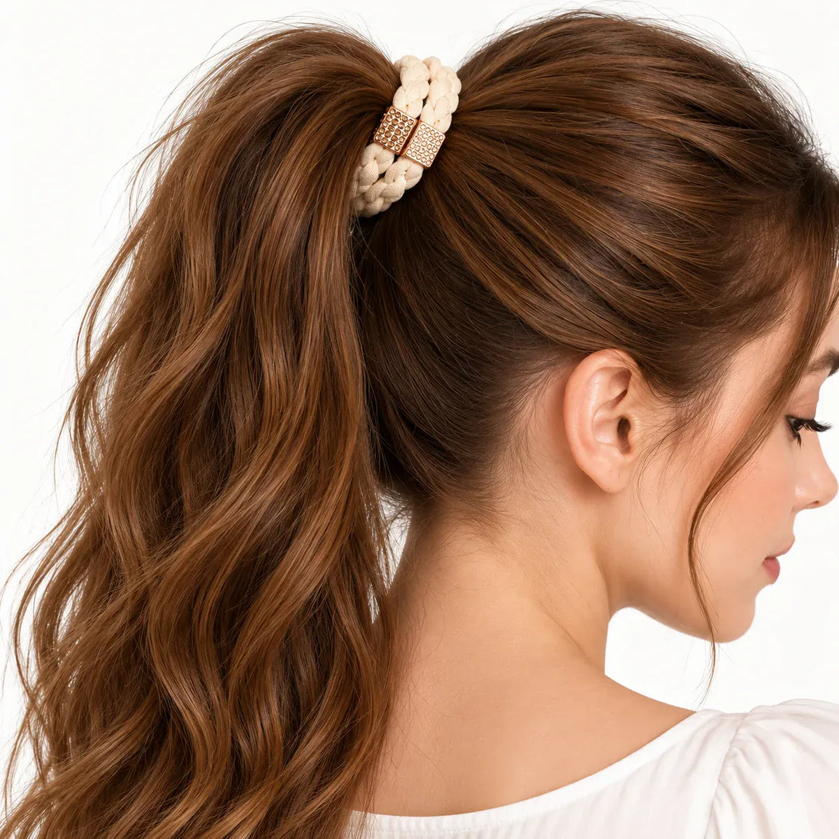 10Pcs Braided Rhinestone Hair Ties, Cute Elastic Hair Accessories for Women Hair Stuff Ponytail Holders