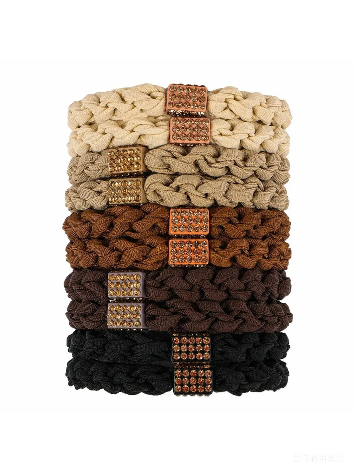 10Pcs Braided Rhinestone Hair Ties, Cute Elastic Hair Accessories for Women Hair Stuff Ponytail Holders