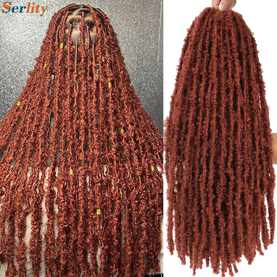 12'14'18'24'Butterfly Faux Locs Crochet Hair Twisted Boho Locs Braiding Hair Distressed Meche Soft Butterfly Locks Crochet Braid