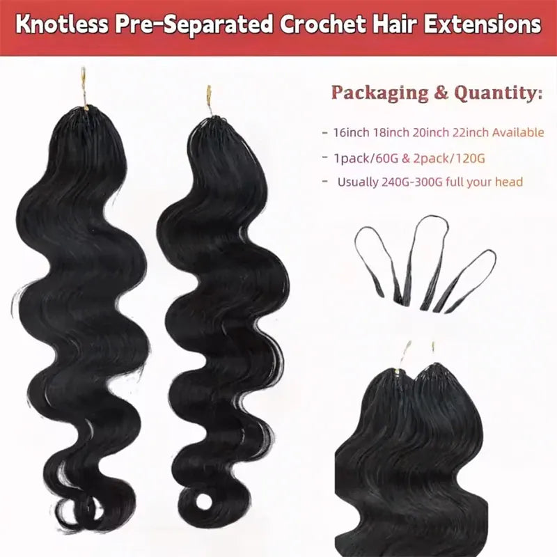 12A 30 Inch Crochet Human Hair Body Wave Knotless Pre-Separated Crochet Virgin Feather Afro Hair Extensions Human Hair For Women