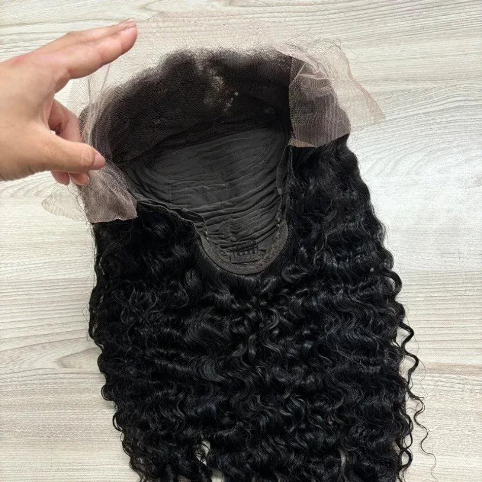 12A Burmese Curly Human Hair Wigs Brazilian 250% Density 13x6 HD Transparent Lace Frontal Wig For Women Water Wave Lace Front Wigs With Spiral End