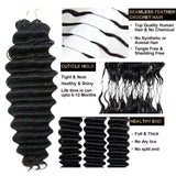 12A Deep Wave Invisible Knot PreSeparated Crochet Human Hair Extensions Natural Curly Water Wave Feather Hair For Boho Braid