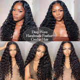 12A Deep Wave Invisible Knot PreSeparated Crochet Human Hair Extensions Natural Curly Water Wave Feather Hair For Boho Braid