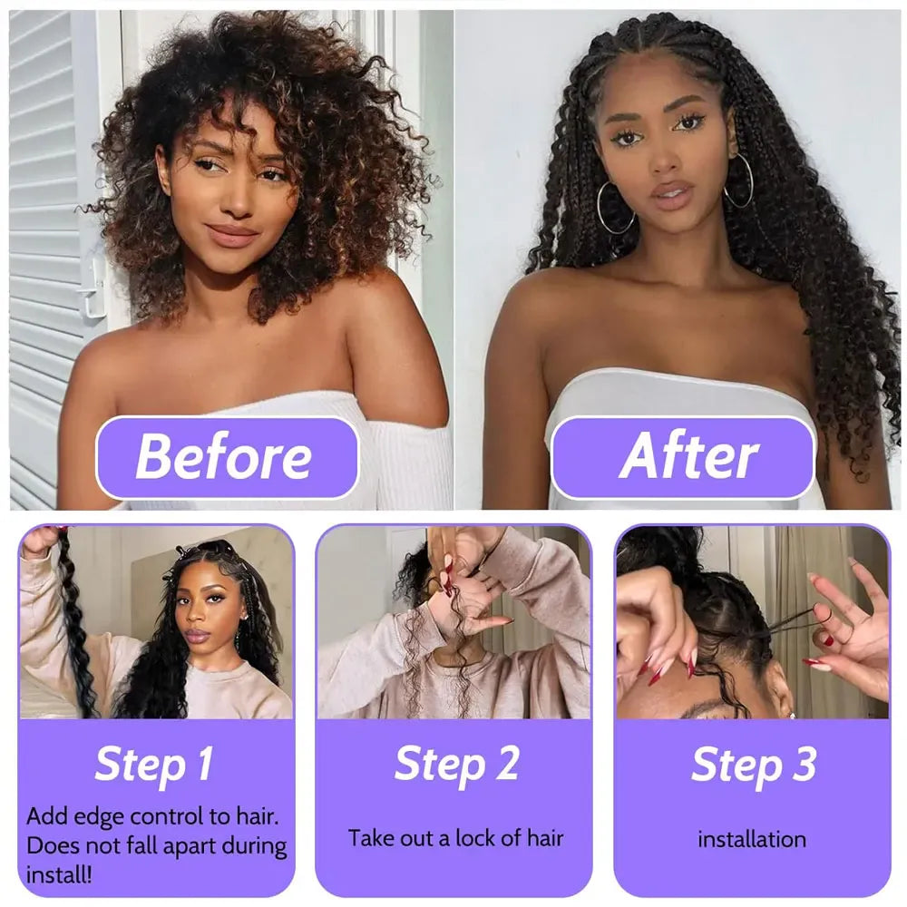 12A Grade Brazilian Virgin Bulk Human Hair Extensions Natural Color Deep Wave Curly Texture 18 to 26 Inch 2 Bundles 110g Pack Premium Hair for Knotless Boho Braids