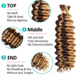 12A Grade Brazilian Virgin Bulk Human Hair Extensions Natural Color Deep Wave Curly Texture 18 to 26 Inch 2 Bundles 110g Pack Premium Hair for Knotless Boho Braids