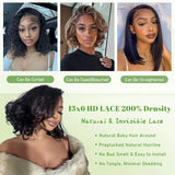12ABody Wave Bob Wig Human Hair 13x4 Lace Front Wig 200% Density Transparent 5X5 Lace Frontal Brazilian Virgin Bob Wig For Women