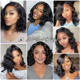 12ABody Wave Bob Wig Human Hair 13x4 Lace Front Wig 200% Density Transparent 5X5 Lace Frontal Brazilian Virgin Bob Wig For Women