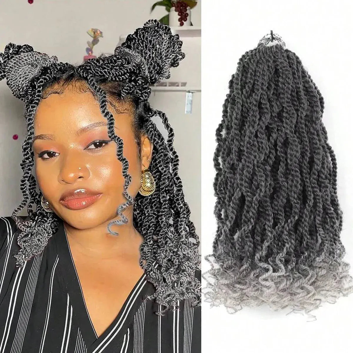 12inch Senegalese Twist Crochet Braid Hair Pre-Circled Twist Braids Goddess Synthetic Braid Hair Perfect for Halloween Christmas
