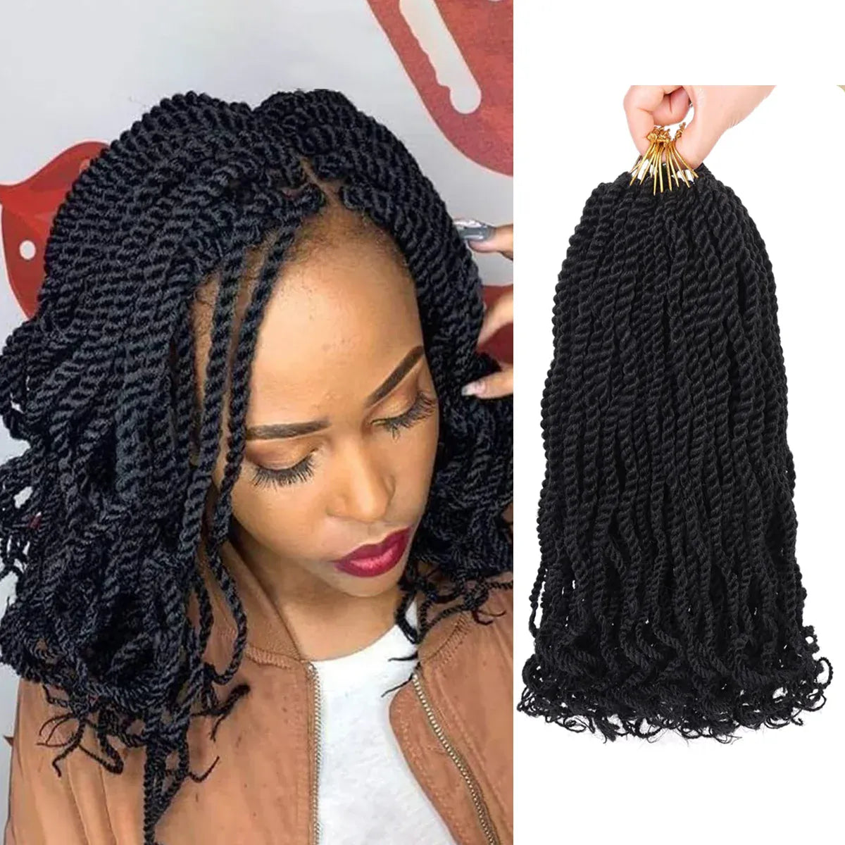 12inch Senegalese Twist Crochet Braid Hair Pre-Circled Twist Braids Goddess Synthetic Braid Hair Perfect for Halloween Christmas