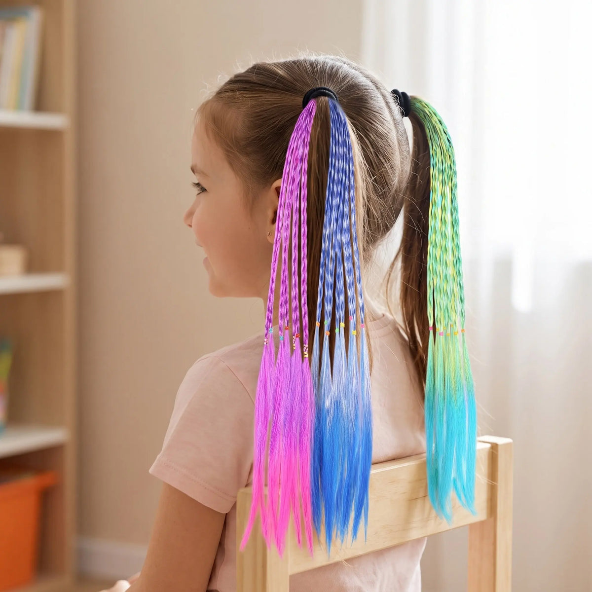 12pcs Ponytail Hair Extensions Synthetic Fibers Braided Hairpieces with Elastic Band for Women Girls Cosplay