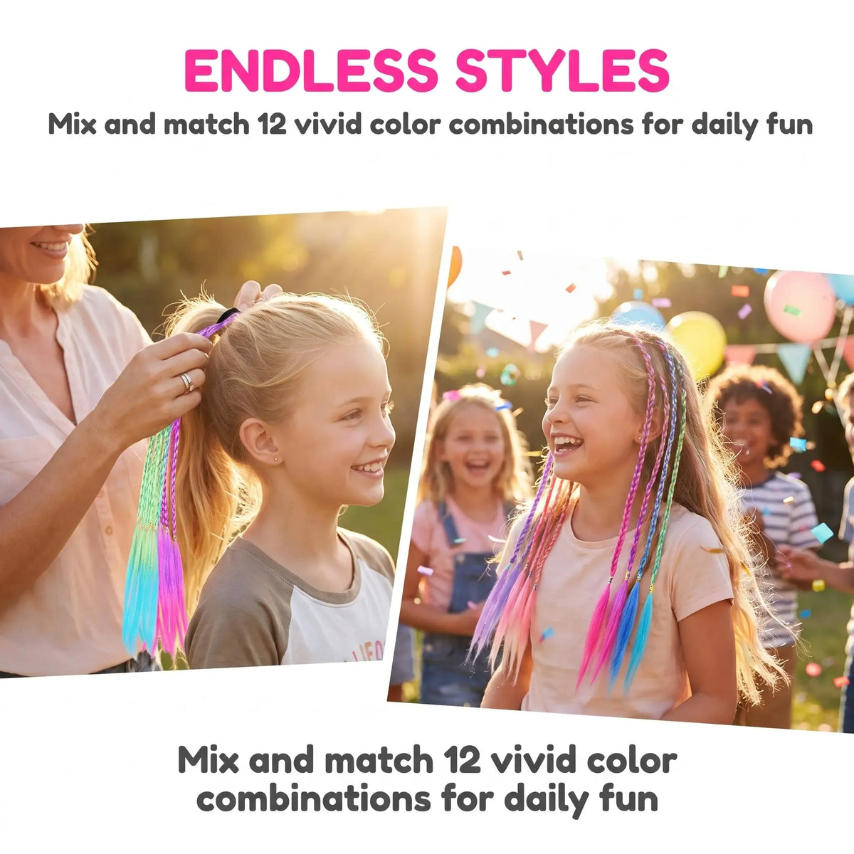 12pcs Ponytail Hair Extensions Synthetic Fibers Braided Hairpieces with Elastic Band for Women Girls Cosplay