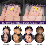 13x4/13x6 Full Frontal HD Transparent Lace Long Deep Wave Brazilian Remy Human Hair Pre Plucked Wigs 200 Density