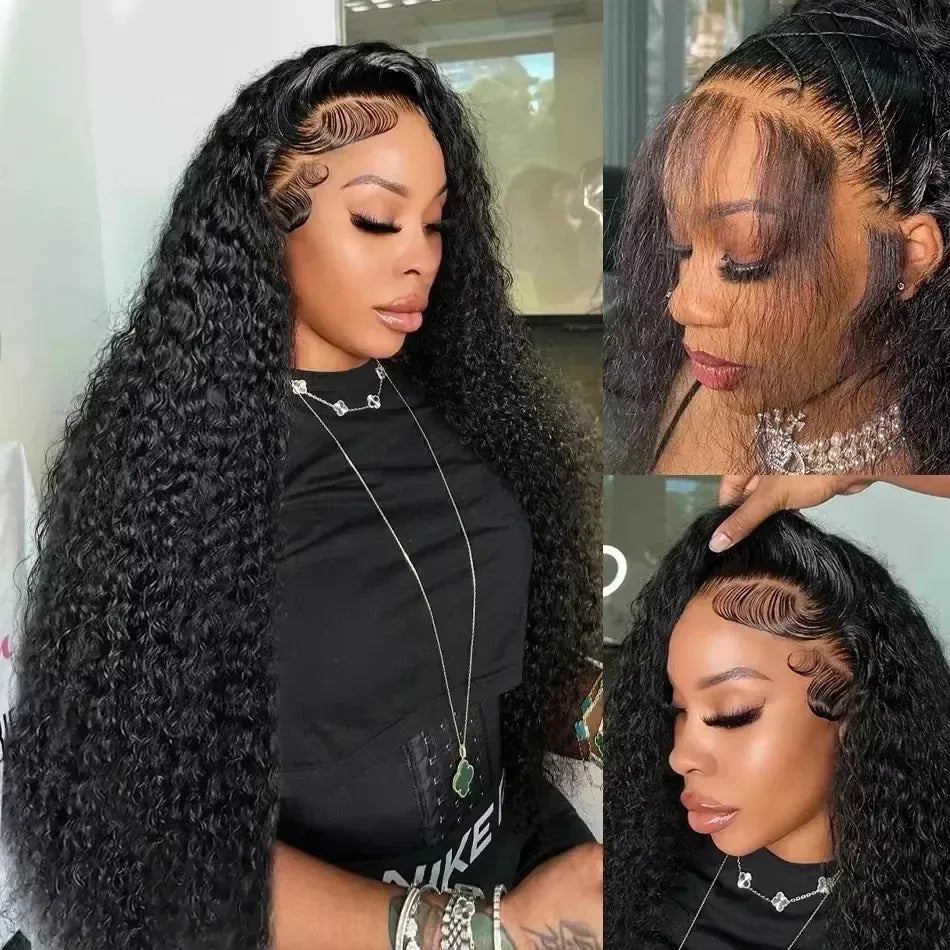 13x4/13x6 Full Frontal HD Transparent Lace Long Deep Wave Brazilian Remy Human Hair Pre Plucked Wigs 200 Density