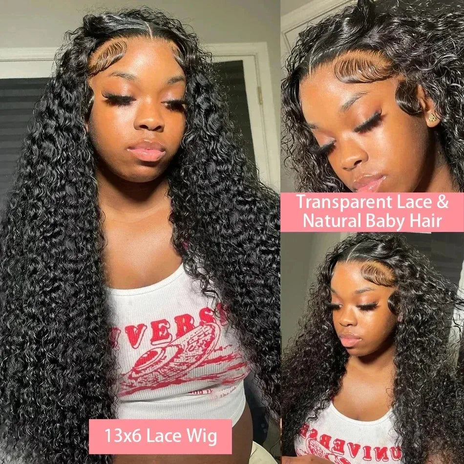 13x4/13x6 Full Frontal HD Transparent Lace Long Deep Wave Brazilian Remy Human Hair Pre Plucked Wigs 200 Density