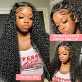 13x4/13x6 Full Frontal HD Transparent Lace Long Deep Wave Brazilian Remy Human Hair Pre Plucked Wigs 200 Density