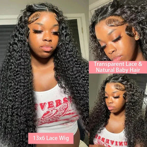 13x4/13x6 Full Frontal HD Transparent Lace Long Deep Wave Brazilian Remy Human Hair Pre Plucked Wigs 200 Density