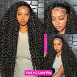 13x4/13x6 Full Frontal HD Transparent Lace Long Deep Wave Brazilian Remy Human Hair Pre Plucked Wigs 200 Density