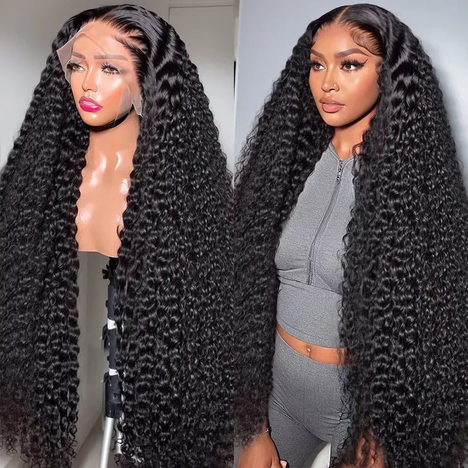 13x4/13x6 Full Frontal HD Transparent Lace Long Deep Wave Brazilian Remy Human Hair Pre Plucked Wigs 200 Density