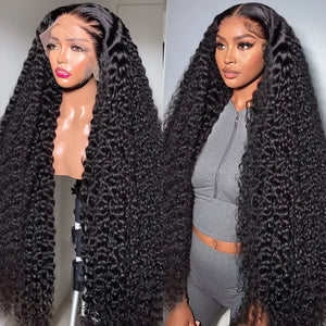 13x4/13x6 Full Frontal HD Transparent Lace Long Deep Wave Brazilian Remy Human Hair Pre Plucked Wigs 200 Density