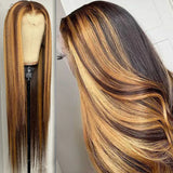 13x4 13x6 HD Highlight Lace Frontal Wigs For Women Honey Blonde Brazilian Glueless Ombre Straight Lace Front Wig Remy Human Hair