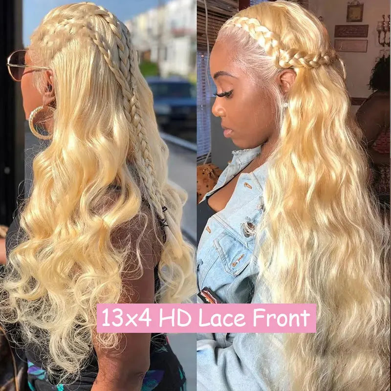 13x4 13x6 HD Transparent Full Lace Frontal Wigs 613 Blonde Colored Straight Human Hair Wig Lace Front Wigs For Women 40 Inches