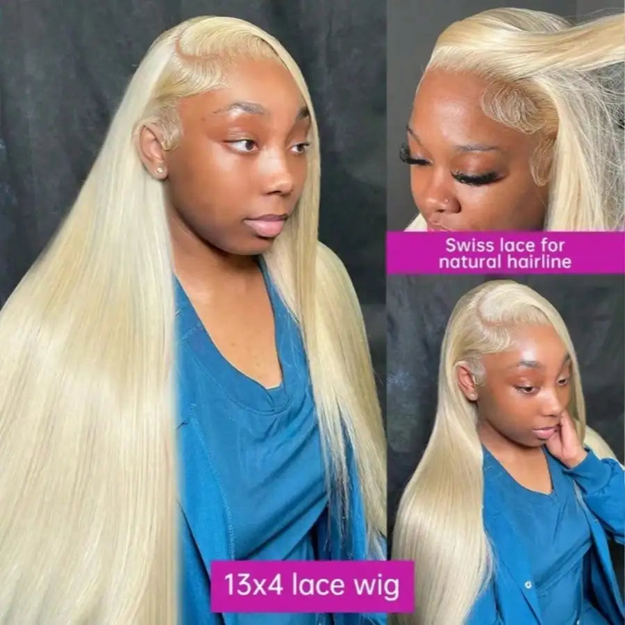 13x4 13x6 HD Transparent Full Lace Frontal Wigs 613 Blonde Colored Straight Human Hair Wig Lace Front Wigs For Women 40 Inches