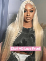 13x4 13x6 HD Transparent Full Lace Frontal Wigs 613 Blonde Colored Straight Human Hair Wig Lace Front Wigs For Women 40 Inches