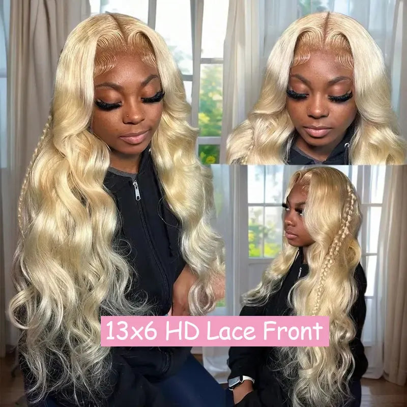 13x4 13x6 HD Transparent Full Lace Frontal Wigs 613 Blonde Colored Straight Human Hair Wig Lace Front Wigs For Women 40 Inches