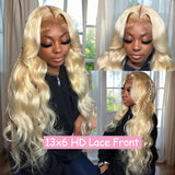 13x4 13x6 HD Transparent Full Lace Frontal Wigs 613 Blonde Colored Straight Human Hair Wig Lace Front Wigs For Women 40 Inches