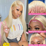 13x4 13x6 HD Transparent Full Lace Frontal Wigs 613 Blonde Colored Straight Human Hair Wig Lace Front Wigs For Women 40 Inches