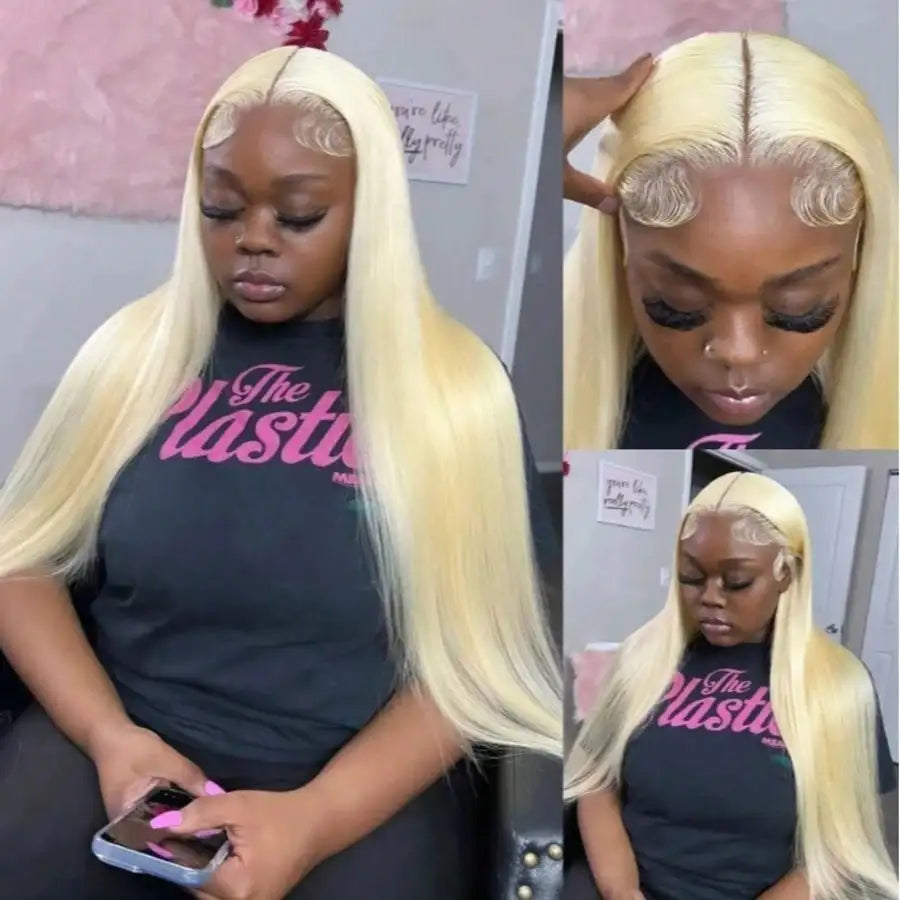 13x4 13x6 HD Transparent Full Lace Frontal Wigs 613 Blonde Colored Straight Human Hair Wig Lace Front Wigs For Women 40 Inches