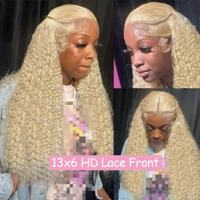 13x4 13x6 HD Transparent Full Lace Frontal Wigs 613 Blonde Colored Straight Human Hair Wig Lace Front Wigs For Women 40 Inches