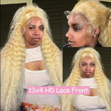 13x4 13x6 HD Transparent Full Lace Frontal Wigs 613 Blonde Colored Straight Human Hair Wig Lace Front Wigs For Women 40 Inches