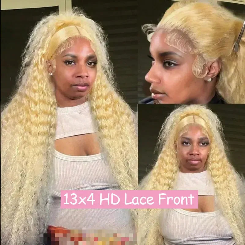13x4 13x6 HD Transparent Full Lace Frontal Wigs 613 Blonde Colored Straight Human Hair Wig Lace Front Wigs For Women 40 Inches