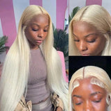13x4 13x6 HD Transparent Full Lace Frontal Wigs 613 Blonde Colored Straight Human Hair Wig Lace Front Wigs For Women 40 Inches