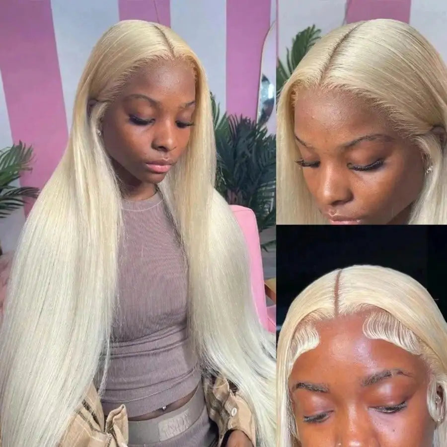 13x4 13x6 HD Transparent Full Lace Frontal Wigs 613 Blonde Colored Straight Human Hair Wig Lace Front Wigs For Women 40 Inches
