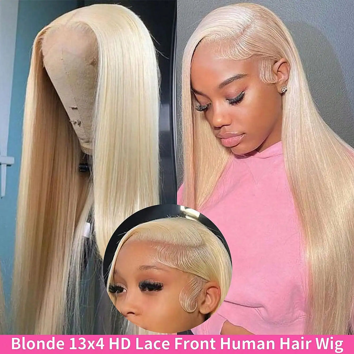 13x4 13x6 HD Transparent Full Lace Frontal Wigs 613 Blonde Colored Straight Human Hair Wig Lace Front Wigs For Women 40 Inches