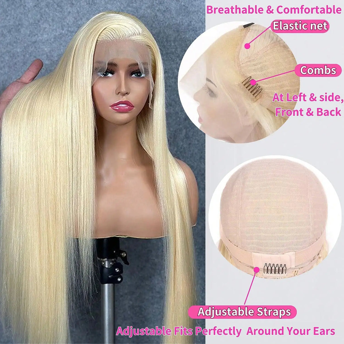 13x4 13x6 HD Transparent Full Lace Frontal Wigs 613 Blonde Colored Straight Human Hair Wig Lace Front Wigs For Women 40 Inches