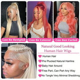13x4 13x6 HD Transparent Full Lace Frontal Wigs 613 Blonde Colored Straight Human Hair Wig Lace Front Wigs For Women 40 Inches