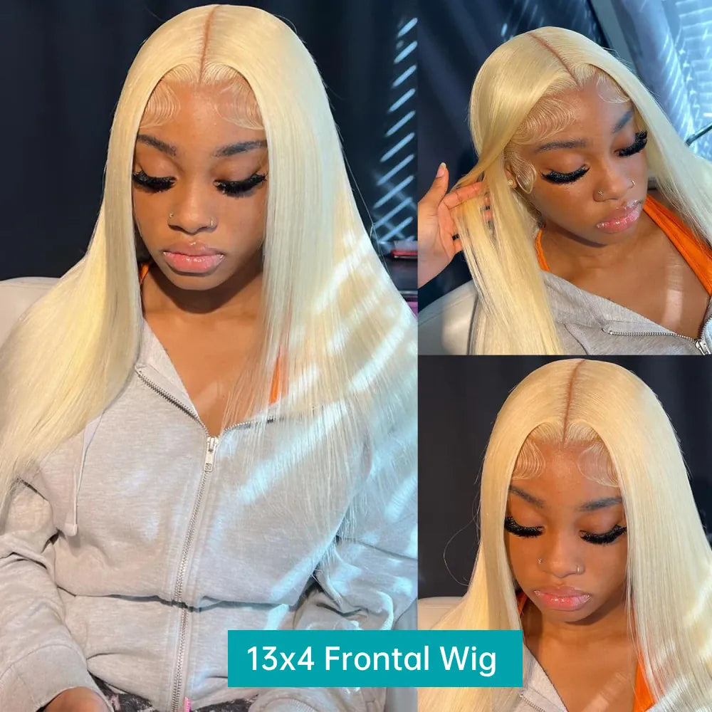 13x4 13x6 HD Transparent Full Lace Frontal Wigs 613 Blonde Colored Straight Human Hair Wig Lace Front Wigs For Women 46 Inches
