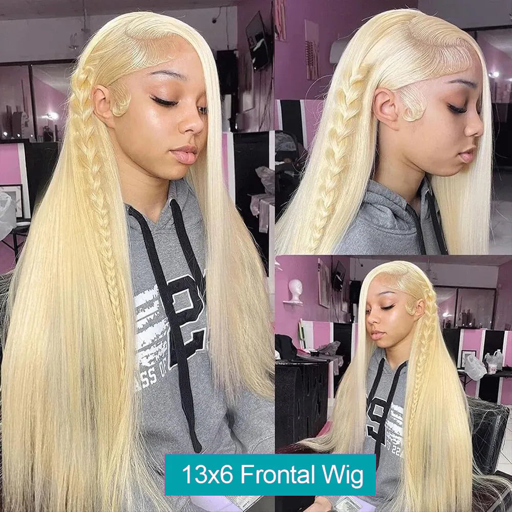 13x4 13x6 HD Transparent Full Lace Frontal Wigs 613 Blonde Colored Straight Human Hair Wig Lace Front Wigs For Women 46 Inches