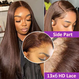 13x4 4# Chocolate Brown Lace Front Wigs Human Hair For Women  Hd Straight Lace Frontal Wig Closure Human Hair Vietnamese Hair