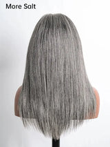 13x4 Bone Straight Gray Lace Front Human Hair Wigs For Women Brazilian Glueless Remy Grey Colored Transparent Lace Frontal Wig