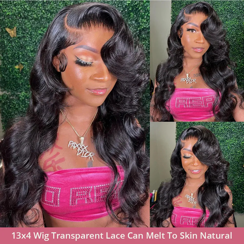 13x4 HD Transparent Body Wave Lace Front Wig 36 Inch 13x6 Lace Frontal Brazilian Human Hair Natural Wigs Pre Plucked For Women