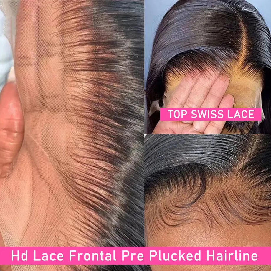 13x4 HD Transparent Body Wave Lace Front Wig 36 Inch 13x6 Lace Frontal Brazilian Human Hair Natural Wigs Pre Plucked For Women